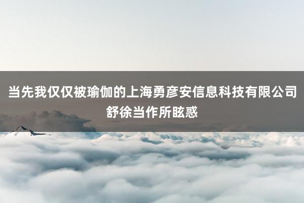 当先我仅仅被瑜伽的上海勇彦安信息科技有限公司舒徐当作所眩惑