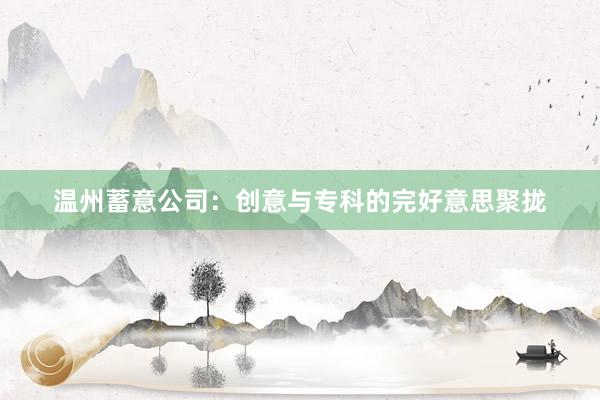 温州蓄意公司：创意与专科的完好意思聚拢